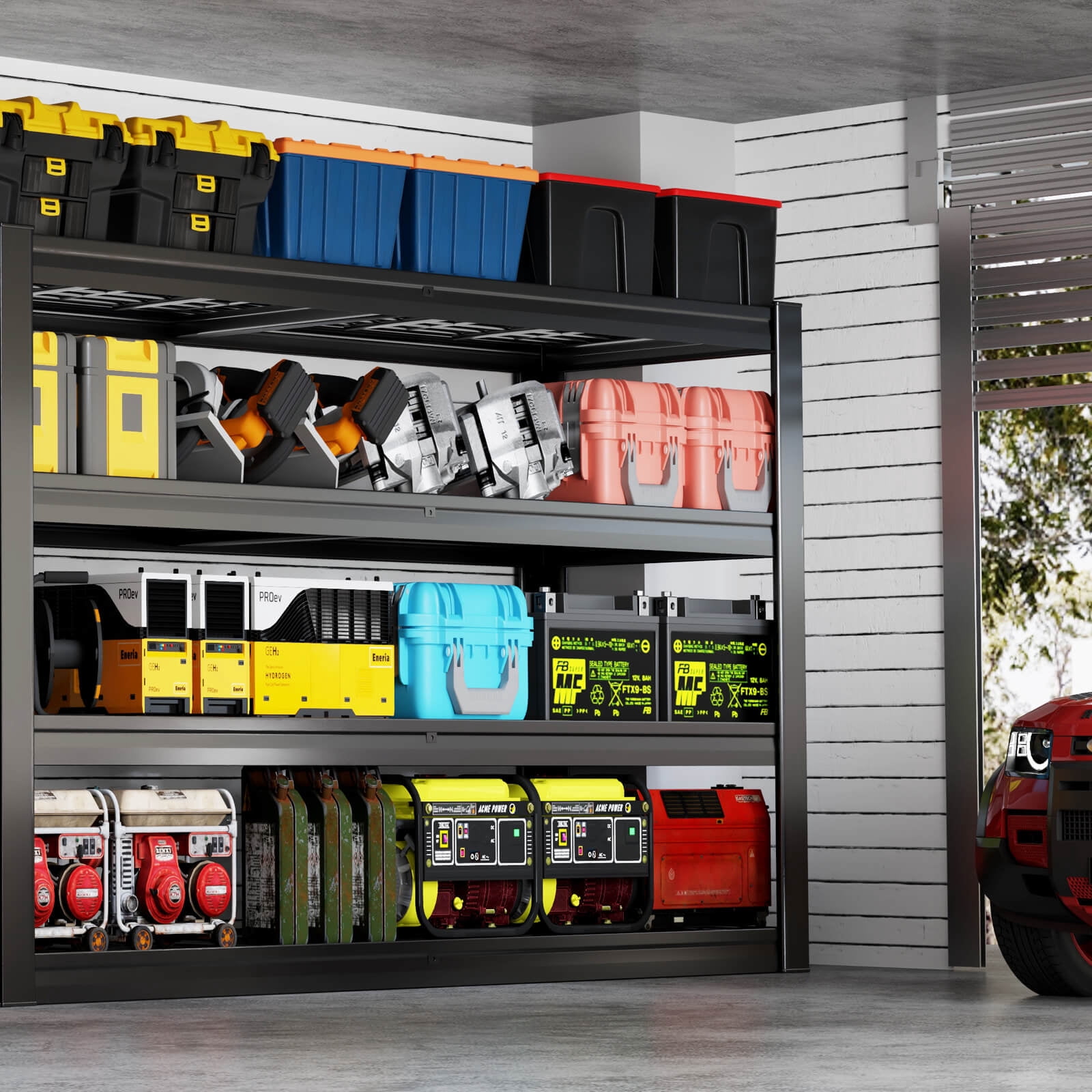SKZNSA 4 Tier Storage Shelves, 68" W Garage Shelving Heavy Duty Metal Adjustable Garage Shelves, Shelving Units Industrial Shelving for Warehouse, 68" W x 18" D x 68" H,Black