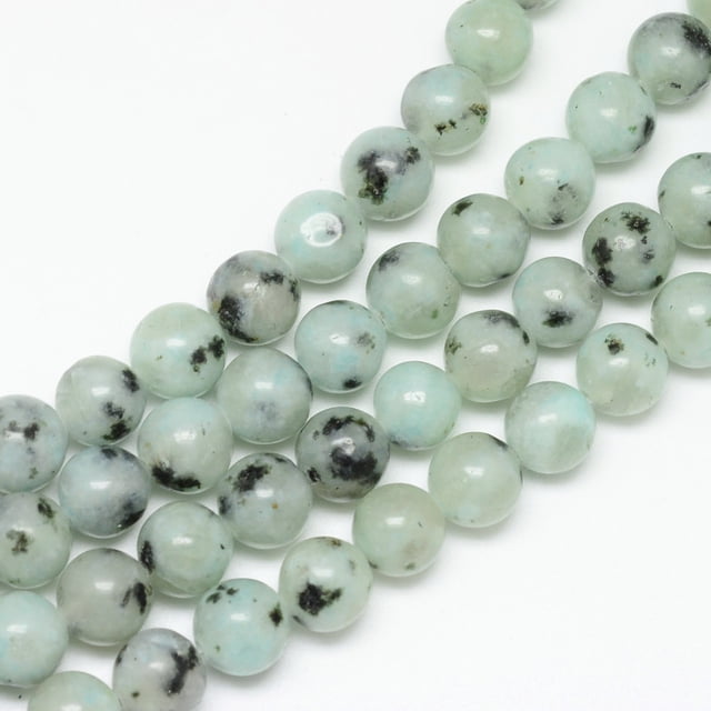 Natural Sesame Jasper/Kiwi Jasper Bead Strands Round 8~9mm Hole: 1mm about 46pcs/strand 15.3 inch