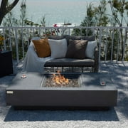 Landing View 32 Inch Rectangular Concrete Propane Fire Pit Table in Black By Lakeview Outdoor Designs
