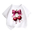 thumbnail image 4 of BOOMNY Baby Girls Short Sleeve T-Shirts Crew Neck Cherry Graphic Tee Tops for Girl Soft Dailywear, 4 of 4
