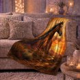 thumbnail image 5 of Western Horse Head Sunset Landscape, Rustic Farmhouse Horse Scene, Warm Flannel Blanket for Ranch House and Living Room, Horse Lovers Housewarming Gift, Rustic Home Decor, 5 of 7