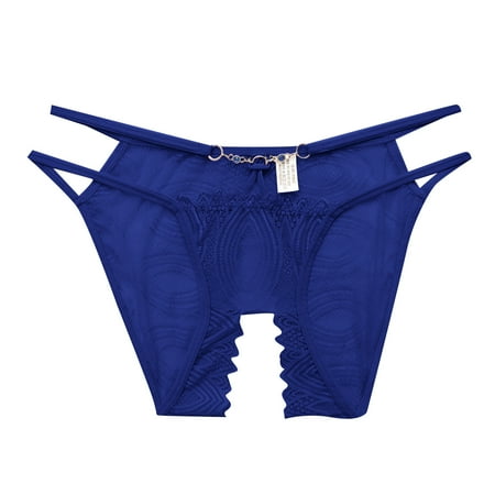 

Women Slim Strap Panties Sapphire Lace Underwear Underpanties Open Crotch Panties