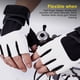 thumbnail image 3 of Guantes antideslizantes de cuero PU para entrenamiento de gimnasia, guantes de Fitness de medio dedo, muñequera (blanco), 1 par, 3 of 8
