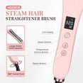 thumbnail image 6 of HOOICB Steam Hair Straightener Brush, 5 Heat Settings, LCD Display, Anti-Scald, 100-240V, Pink, 6 of 8