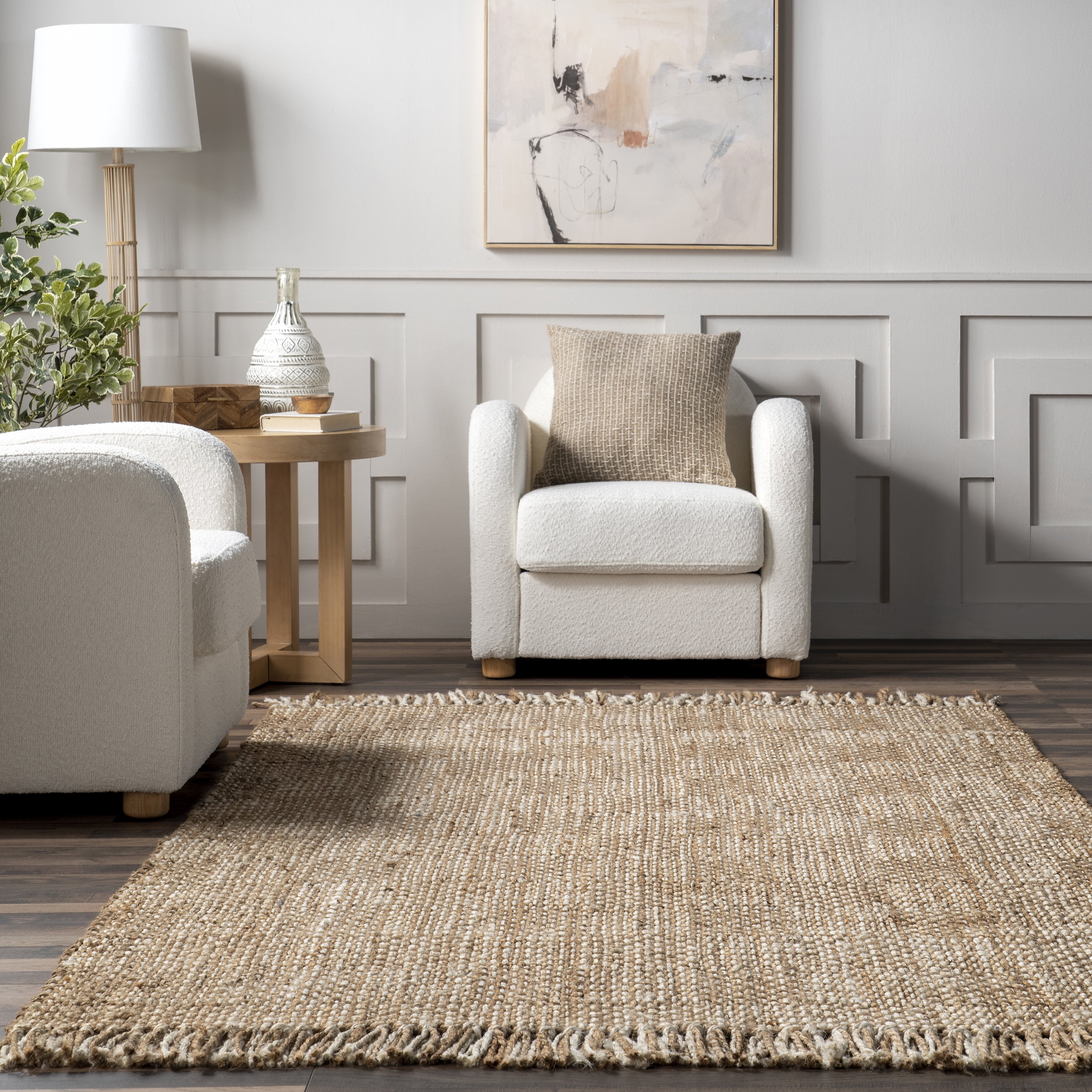 nuLOOM Suchin Casual Woven Jute Tassel Area Rug, 5' x 8', Natural