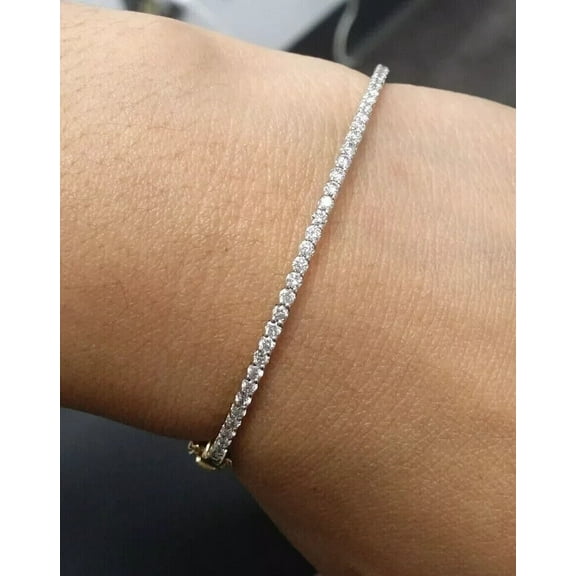 3MM 7Ct Round Cut Lab Created Diamond Tennis Bracelet 925 Sterling Silver 7'' 14K White Gold Plated For Her