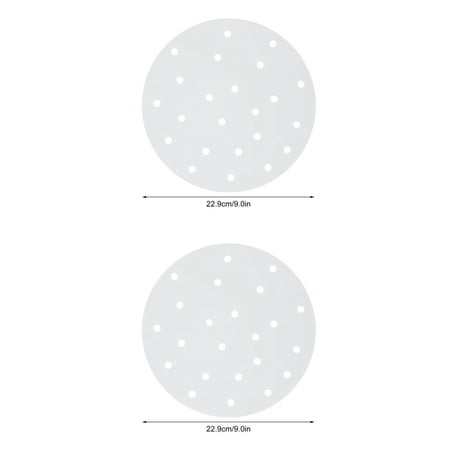 

200Pcs Round Perforated Steamer Paper Non Stick Air Fryer Liners Mesh Pastry Baking Pad Mat 9 inches