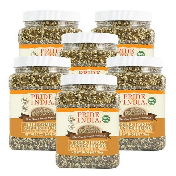 Pride of India Triple Omega Superseed Mix, 20 oz Jar, Pack of 6