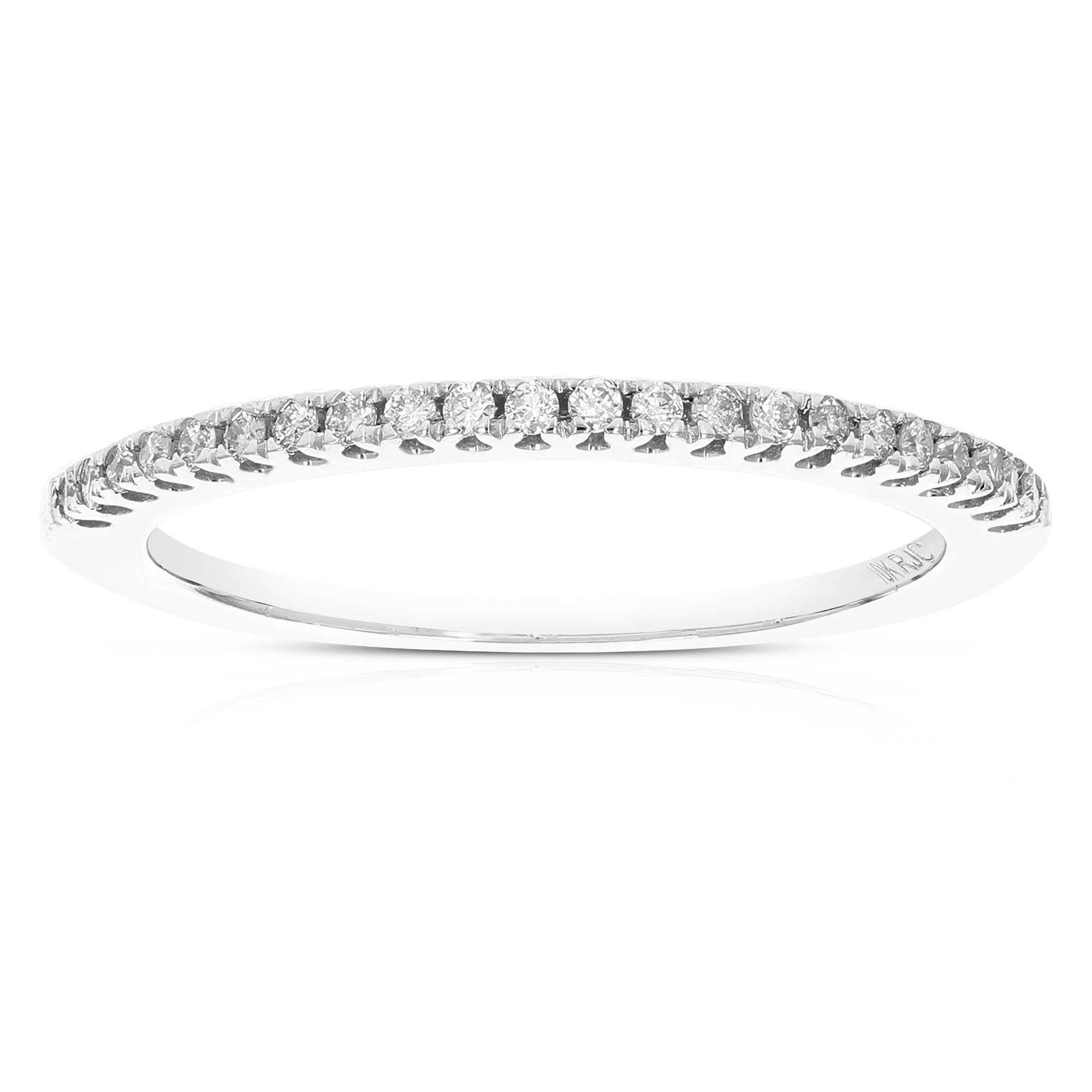 Vir Jewels 1/6 CTTW Pave Diamond Wedding Band in 10K White Gold Prong Set Round Size 9.5 Female Adult