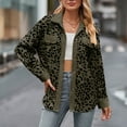 thumbnail image 3 of Women's 2024 Winter Quilted Jackets Leopard Print Lapel Coat Outerwear Casual Long Sleeve Button Down Blouse Shirts Tops Shacket Womens 2024 Fall Clothes Jacket, 3 of 6