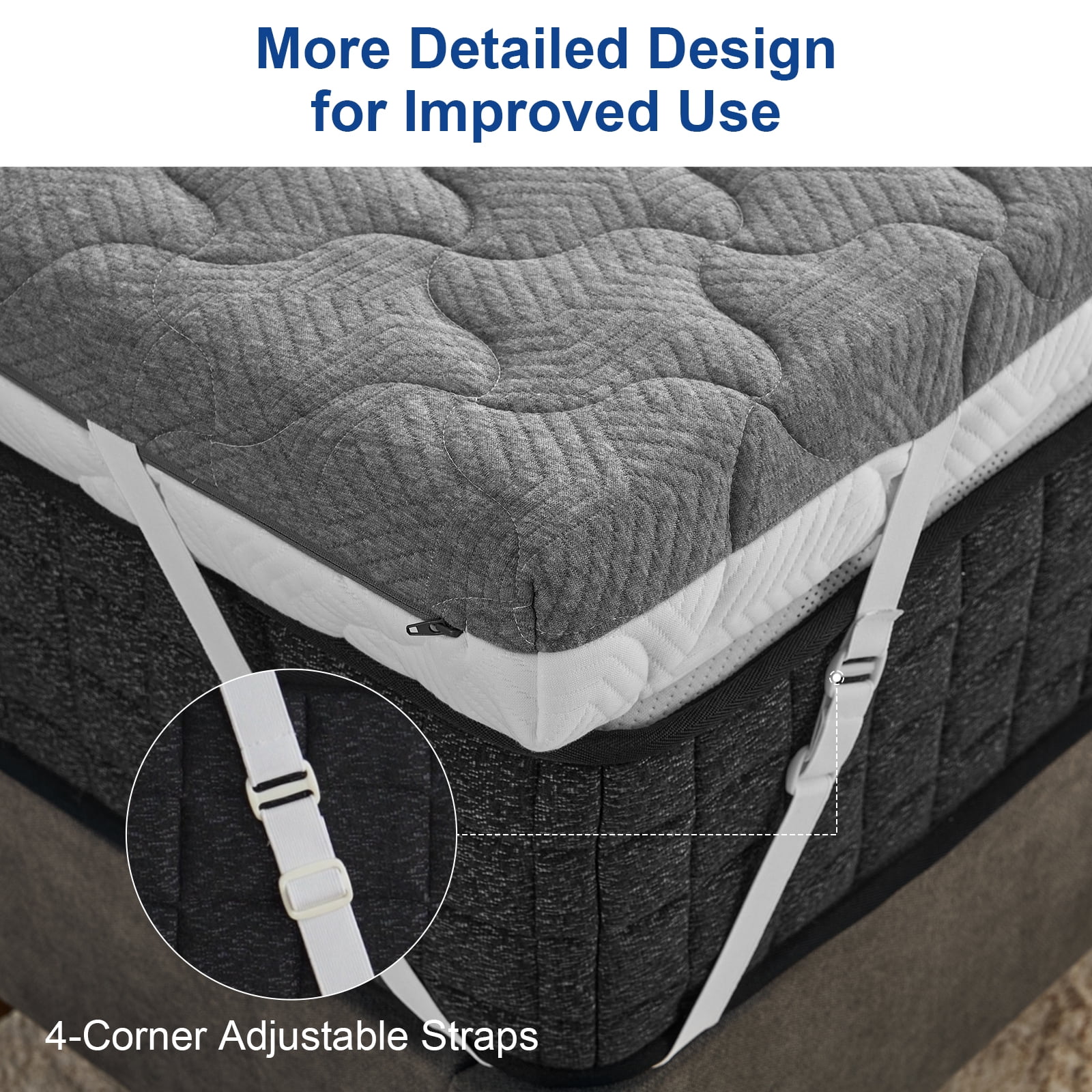 Extra Firm Mattress Topper Twin XL 3-inch Memory Foam + Support Foam, Double-Sided for Sleeping, Pain Relief, High-Density Firm Mattress Topper with Removable Cover, CertiPUR-US Certified, 80"×38"