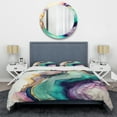 thumbnail image 3 of Designart "Geode-Inspired Abstraction in Green and Purple" Abstract Marble Bedding Covert Set - Modern Green Abstract Bed Set With 1 Sham, 3 of 6