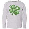 thumbnail image 3 of Inktastic Happy St. Patrick's Day Shamrock in Green Long Sleeve Youth T-Shirt, 3 of 5