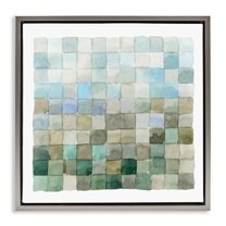 Stupell Industries Modern Watercolor Checkered Shapes Abstract Painting Gray Floater Framed Canvas Art Print Wall Art, 18 x 18