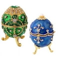 thumbnail image 2 of Crytsal Enamel Easter Faberge Egg Jewellery Box Ring Earrings Russian Case Green 8.5x6cm, 2 of 6