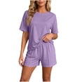 thumbnail image 2 of FAHUOMU Womens Pajamas Set 2 Piece Short Sleeve Crewneck Tops With Elastic Waist Shorts Sleepwear Soft Breathable Loungewear, 2 of 10