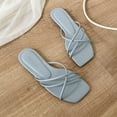 thumbnail image 3 of Mepaouo Strappy Flat Sandals for Women Square Open Toe Slides Slippers Summer Beach Shoes Flip Flops, 3 of 6
