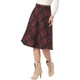 thumbnail image 5 of INSPIRE CHIC Women's Plaid Skirts Belted High Waist A-Line Mid-Length Skirts S Black Red, 5 of 7
