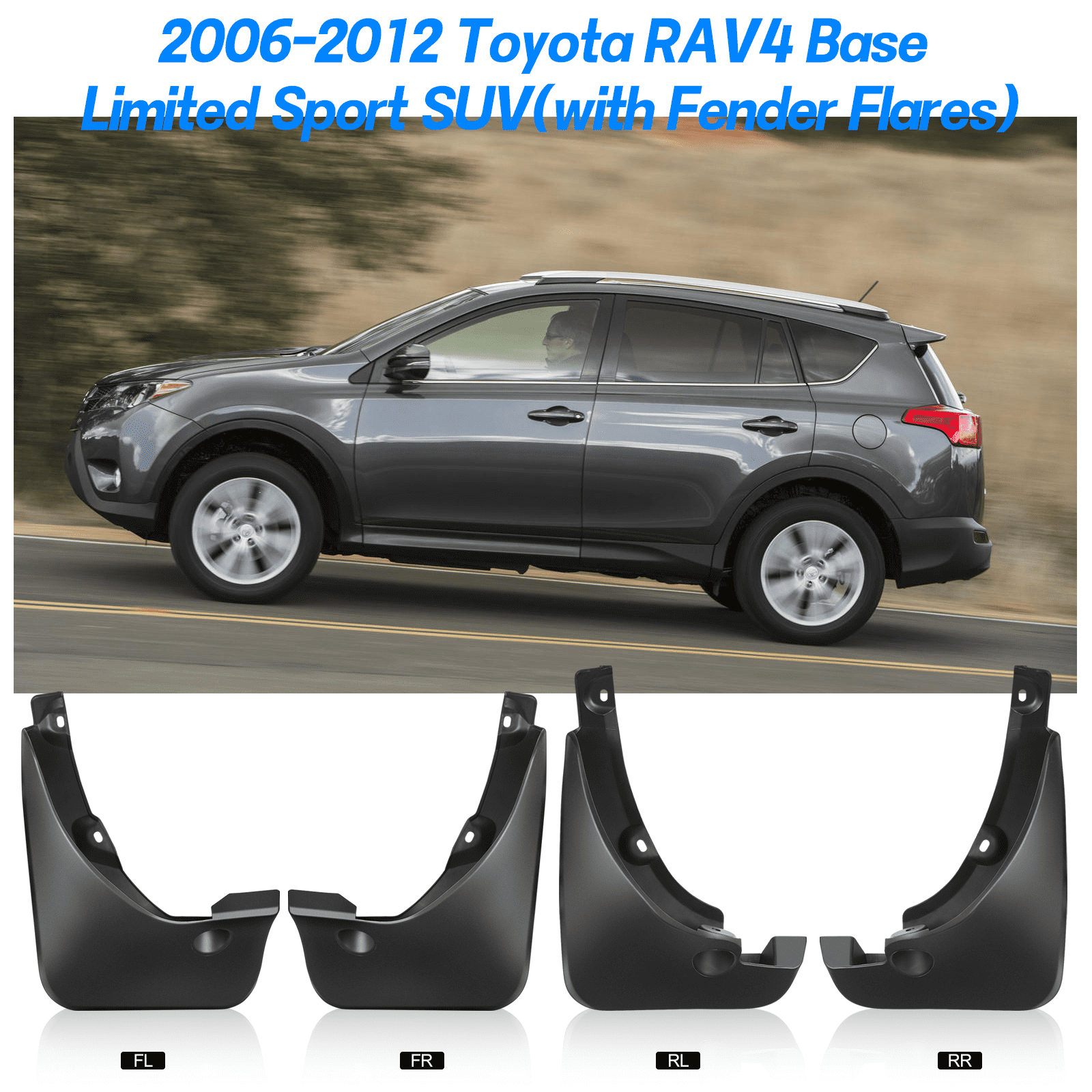 SPEEDWOW Mud Flaps Splash Guards 4PCS Front & Rear Side Mud Guards Compatible with Toyota RAV4 2006-2012 3th gen with OEM Fender Flares
