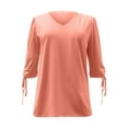 thumbnail image 6 of Otvok Women's Mid Sleeve Tops Summer Solid Color V-Neck Casual Blouses Shirts, 6 of 6
