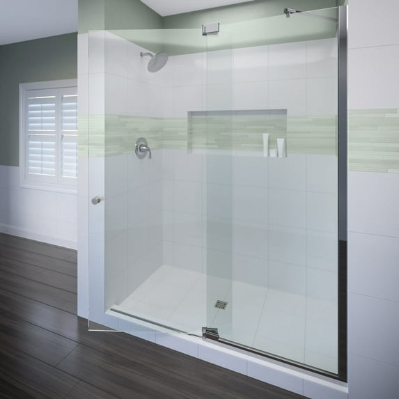 Miseno Msdf6076 76" High X 60" Wide Hinged Frameless Shower Door - Nickel