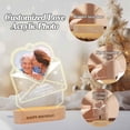thumbnail image 3 of Customized Acrylic Plaque with Photos, Personalized Heart Envelope Shaped Photo Plaque with LED Original Wood Base Valentines Birthday Gifts for Wife Husband Parents Friend (Warm Light), 3 of 5