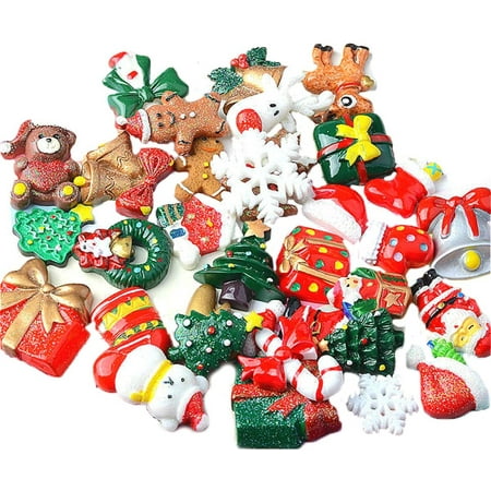 100pcs Christmas Mini Ornaments, Resin Small Ornaments Miniature ...
