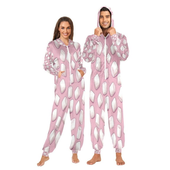 1-Pack Onesie Jumpsuits For Men&Women Winter One Piece Zipper Pajamas Playsuit Marshmallow