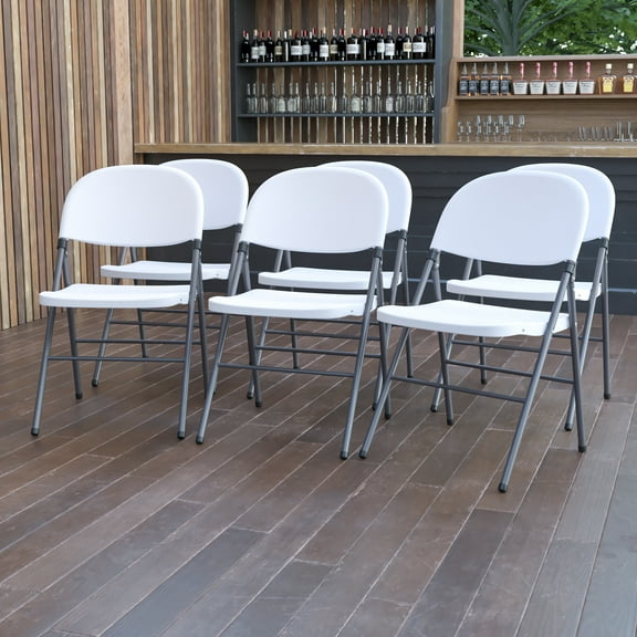 BizChair Granite Folding Chair (6 Pack), White