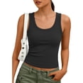 thumbnail image 5 of Lumtrix Womens Sleeveless Scoop Neck Built In Bra Tank Tops 2026 Summer Casual Basic Slim Fit Ribbed Knit Racerback Workout Cami Shirts Black M, 5 of 5