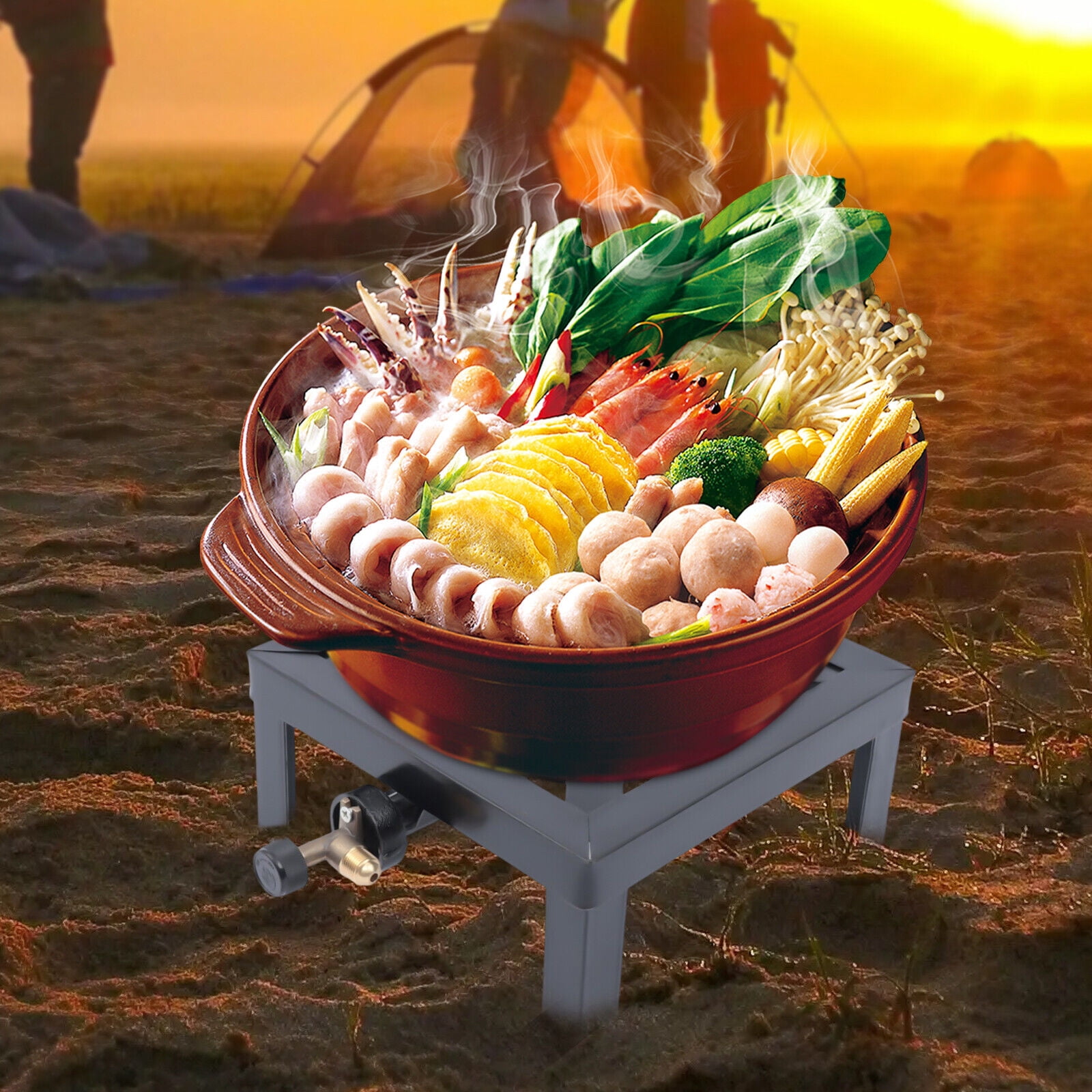 DENEST Single Burner Gas Stove Outdoor BBQ Propane Cooker Picnic Grill Stove Adjustable