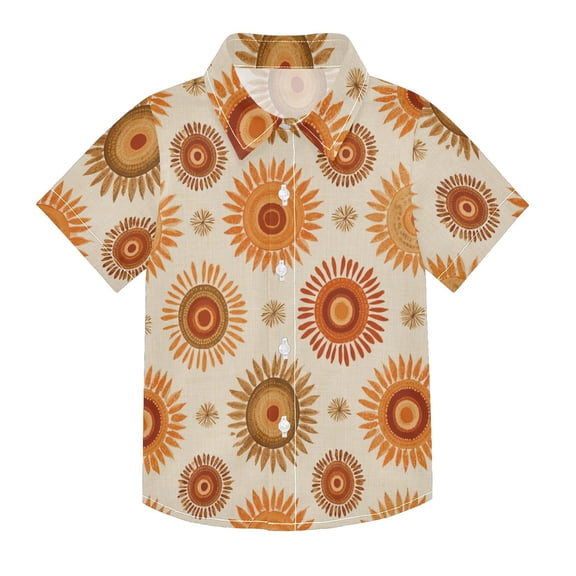 Boys Button-Down Shirt Short Sleeve Shirt Tops for 3Y Repeating Sun Pattern