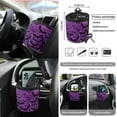 thumbnail image 5 of Renewold Bat Violet Black Car Seat Cover Covers with Steering Wheel Seat Belt Strap Pad Trash Bag Phone Holder Rearview Mirror Accessories Cup Holder Key Chain Halloween Auto Decor, 15 Pack, 5 of 7