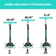 thumbnail image 5 of GLAF Kids Scooter for Age 3-8, Toddler Scooter with 3 Adjustable Height & LED Strips for Boys & Girls, Light Up 3-Wheels Kick Scooter, Lean to Steer, Black, 5 of 14