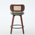 thumbnail image 6 of 26 Inch Counter Height Swivel Bar Stools, Set of 2 Upholstered Faux Leather Bar Chairs with Walnut Back, Bentwood Legs, Mid Century Modern Island Stools for Kitchen Counter, 6 of 24