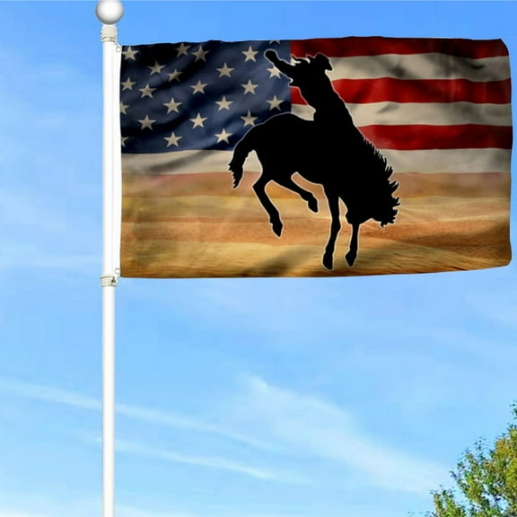Cowboy Flag American Cowboy Horse Grommet Flag Banner with Grommets 3x5Feet Man cave Decor