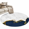 thumbnail image 2 of Navy Blue Gold Marble Round Area Rug 4ft, Modern Abstract Marble Crack Texture Washable Non-Slip Circle Rugs for Bedroom Living Room Kitchen, Soft Non Shedding Circle Carpet for Dining Room Dorm, 2 of 9