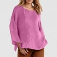 thumbnail image 2 of Women's Long Sleeve Round Neck Solid Color Loose Fit Casual Shirt, 2 of 2