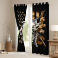 thumbnail image 3 of Manfei Hunting and Fishing Bass Fish Kitchen Curtains, Vintage USA Flag Black Out Curtains Pack of 2 (42x63 Each), Black Brown Beige, 3 of 6