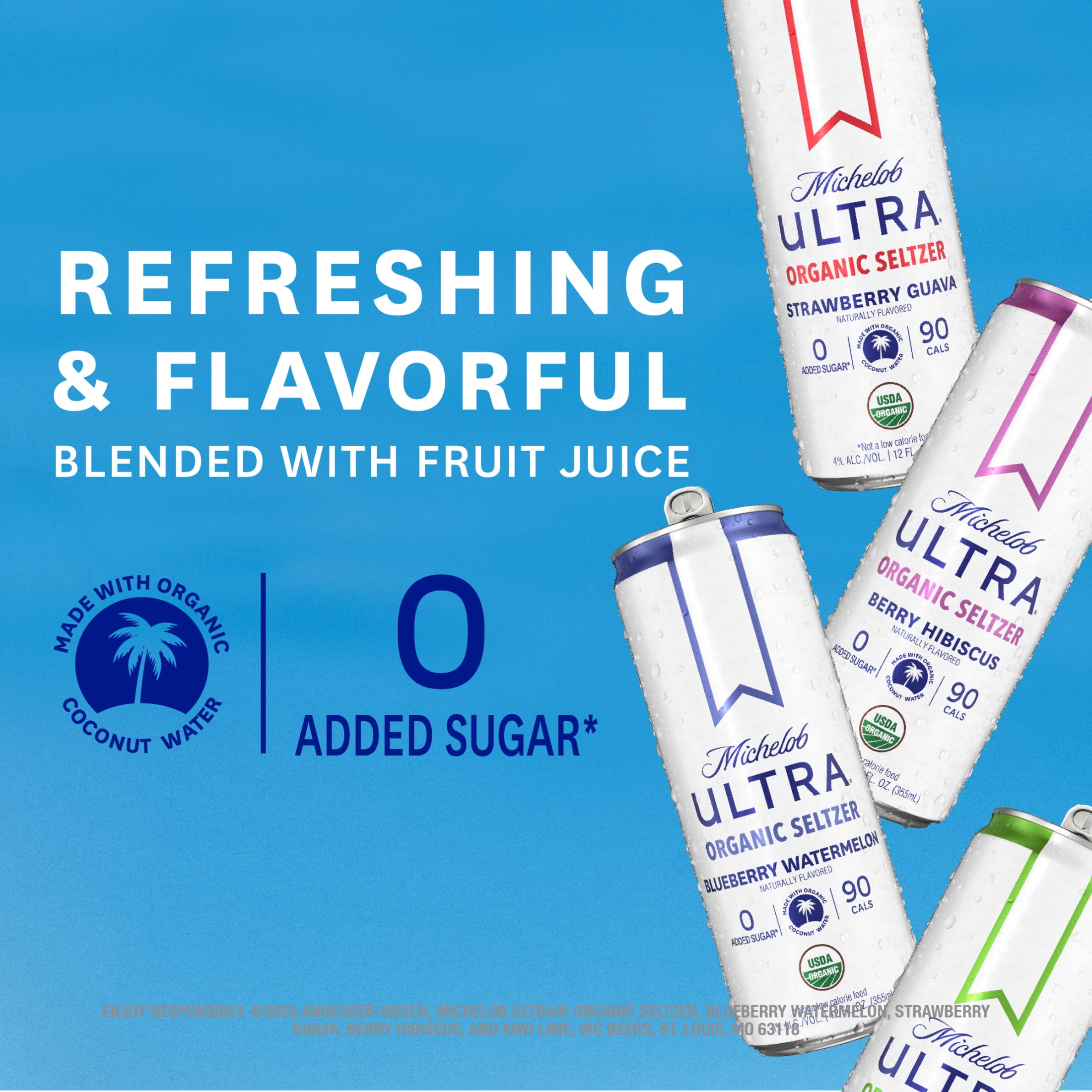 Michelob ULTRA Organic Hard Seltzer Coconut Water Variety pack, 12 pack, 12 fl oz Aluminum Cans, 4% ABV