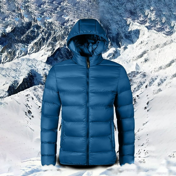 Lenago Quilted Jackets For Men Hooded Lightweight Packable Puffer Winter Jacket Warm Thermal Solid Insulated Puffy Coat For Snow Ski Hiking Travel Winter Fashion Outerwear
