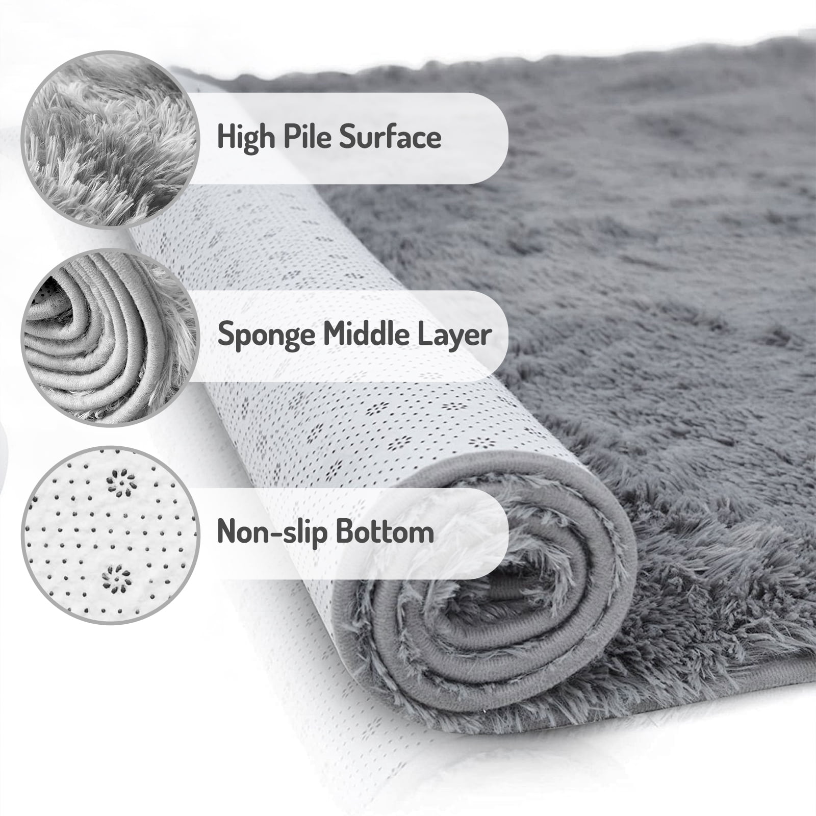 ZRSDIXK 8ft x 10ft Area Rug, Soft Fluffy Area Rugs for Living Room Bedroom Kids Room Decor Carpet, Light Gray