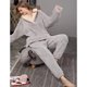 thumbnail image 3 of Pijamas de lana para mujer, suave y cómodo y esponjoso Conjunto de pijama, Jersey y pantalones, ropa de dormir holgada de felpa cálida para invierno, 3 of 4