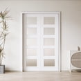 thumbnail image 2 of 48" X 80" Frosted Glass 5-Lite Sliding Pocket Door White Standard Door with Hardware Kit Set, 2 of 8