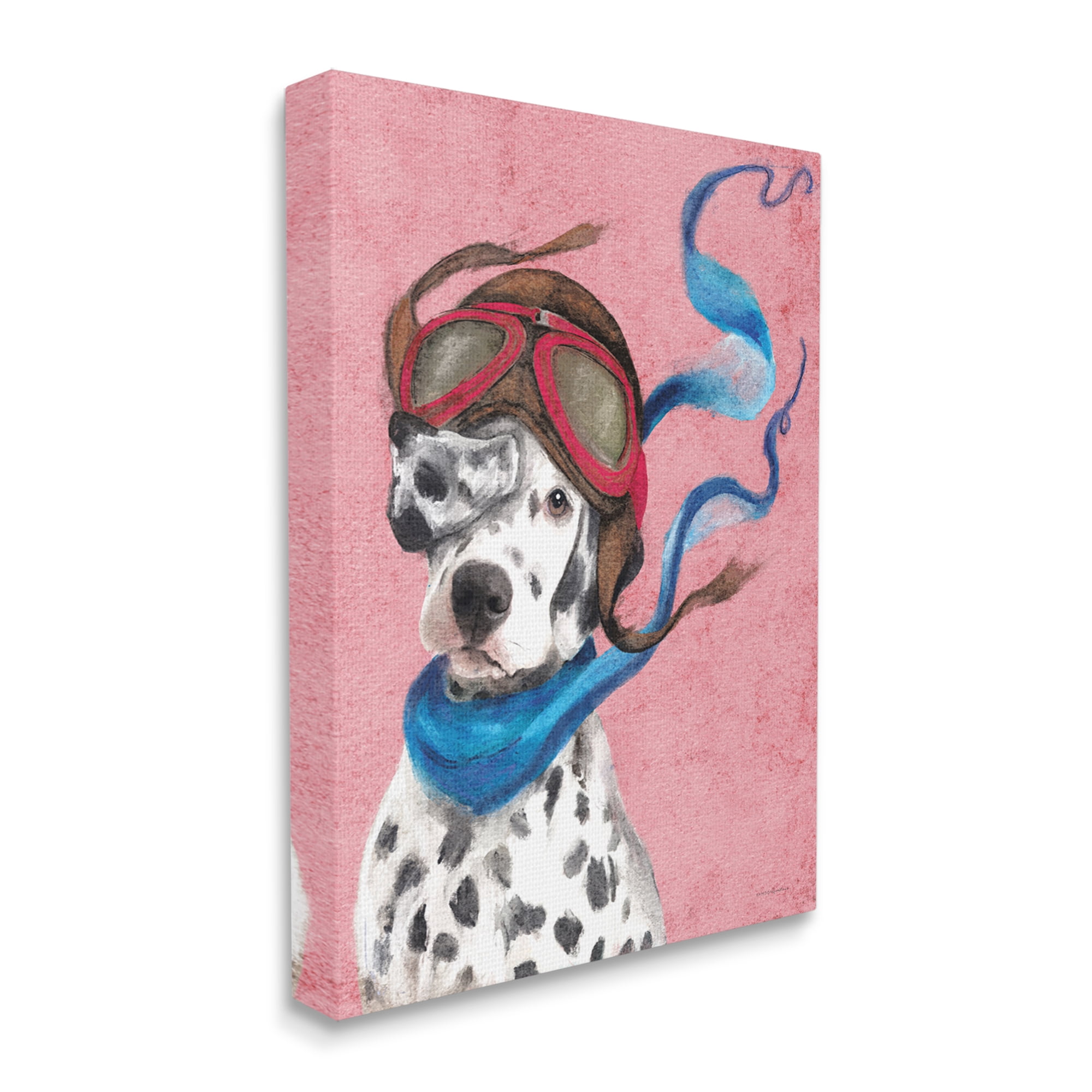 Stupell Industries Dalmatian Pilot Painting Animals & Insects Painting Gallery Wrapped Canvas Print Wall Art, 30 x 40