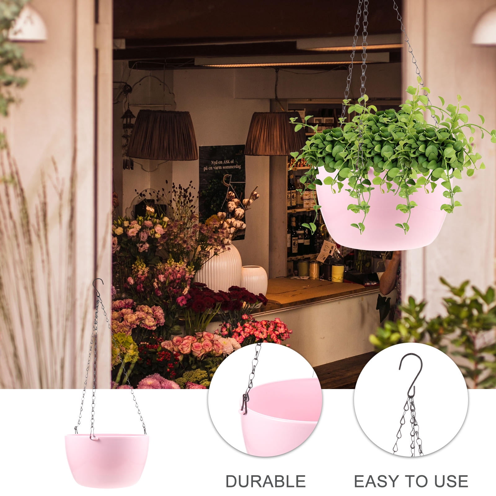 LOLIPPYY Hanging Planter Pot for Hydroponic Plants, Indoor Outdoor Garden Decor, Balcony Flower Pot, Plant Growth Support