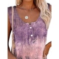 thumbnail image 3 of DYMADE Women Print Wide Strap Undershirts Retro Sleeveless Button Tunic Summer Tank, 3 of 4