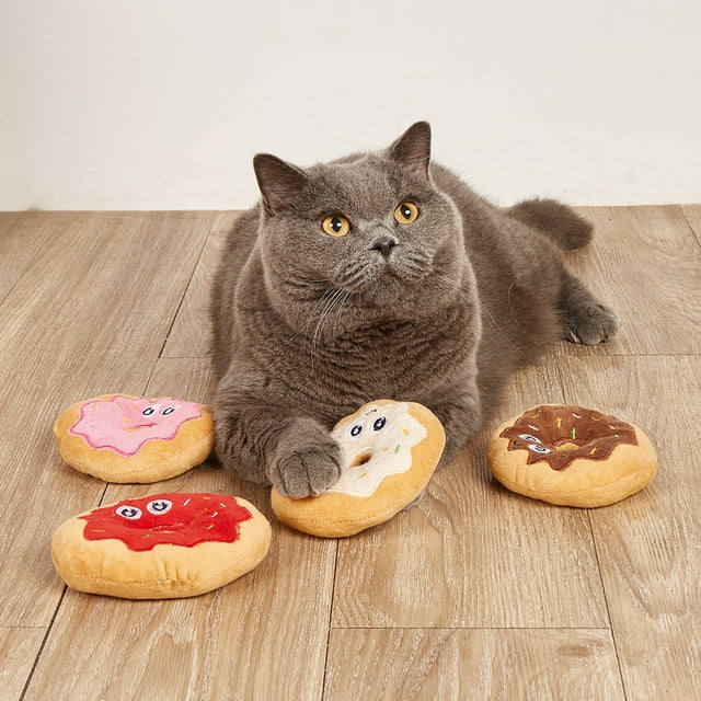 CBFFDC Built-in Sound Dog Toy Interactive Donut Plush Toy Bite Resistant Fun Squeaky Sound Toys Relieve Stress Dog Accessory