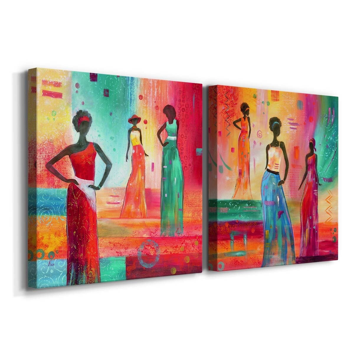 Indigo Field I - Premium Gallery Wrapped Canvas - Ready to Hang Set of 2 - 40 x 40 Each