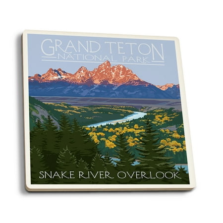 

Grand Teton National Park Wyoming Snake River Overlook (Absorbent Ceramic Coasters Set of 4 Matching Images Cork Back Kitchen Table Decor)